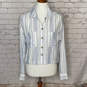 Aeropostale Blue Stripe Long Sleeve Button Down